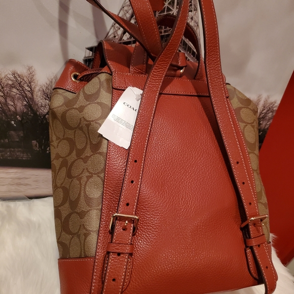 Coach Peanuts Dempsey Drawstring Backpack Bag (Redwood) - Picture 12 of 16